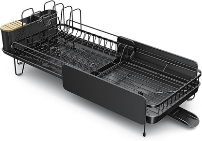 SNTD Large Dish Drying Rack - Expandable (19.3" to 29.4") Dish Rack for Kitchen Counter, Stainless Steel Dish Drainer with Utensil Holder, Pan Holder & Pot Lid Holder (Black) - Image 9