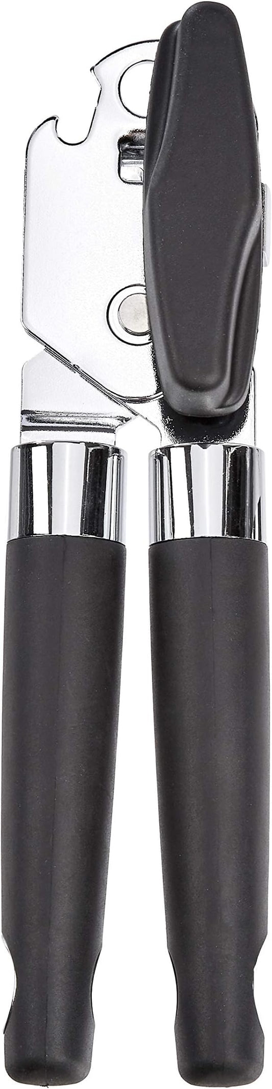 Amazon Basics Multi-function Manual Can Opener and Bottle Opener with Soft Grip Dual Handle, 22 cm, Black