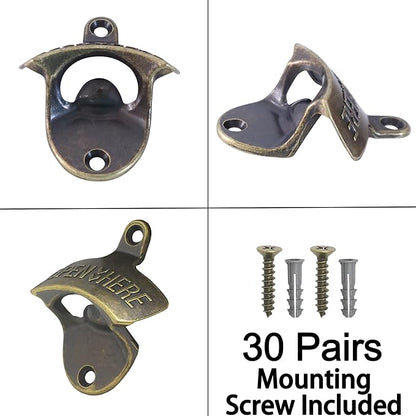 30 PCS Old Fashioned Beer Bottle Opener Wall Mounted Bulk, Antique Bronze Beer Top Opener Post Mounted, Prefect for KTV Hotels Bars DIY - Image 5