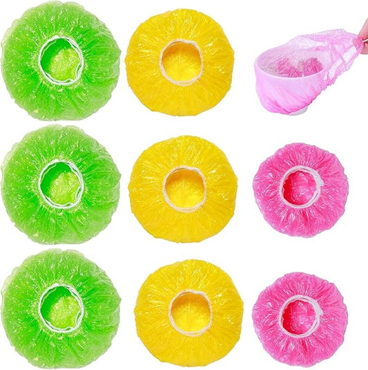 Mwellewm Bowl Covers Plastic Elastic Wrap for Food Storage Reusable Food Covers Saran Wrap Fresh Keeping Stretch Bags Bowl Covers for Bread Proofing for Family Outdoor Picnic Sourdough Baking(60) by Mwellewm