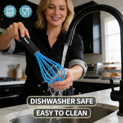 Anaeat Silicone Balloon Whisk, Perfect for Non-Stick Cookware, Milk and Egg Beater Blender, Heat Resistant Kitchen Whisks for Whisking, Cooking, Baking, Beating, Frothing & Stirring (Blue) - Image 8