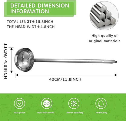 meekoo Stainless Steel Ladle Soup Handle Ladle with Pouring Rim for Kitchen Cooking Soup Sauce - Image 2