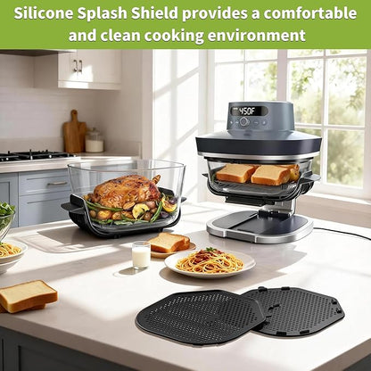 2 PCS Silicon Splatter Shield for Ninja Crispi Pro Air Fryer, Heat-Resistant Splatter Screen for Ninja Crispi Pro Accessories, AS101CY/AS101LG/AS101DG Replacement Parts Protects Kitchen from Oil