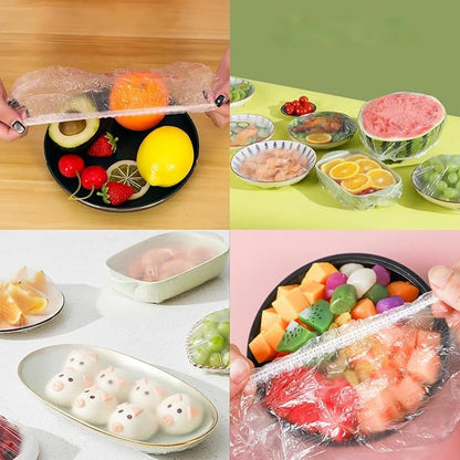 300PCS Elastic Food Covers Fresh Keeping Bags Disposable Stretchable Bowl Covers Universal Kitchen Wrap Seal Bags for Food Storage Bread Proofing and Outdoor Picnics, Adjustable Household Plastic Wrap - Image 5