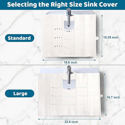 Bathroom Sink Cover for Counter Space, Foldable Silicone Sink Mat Makeup Organizer Mat Space Saver, Women’s Gifts for Christmas RV Camper Travel Must Haves Accessories - Large, Pearl