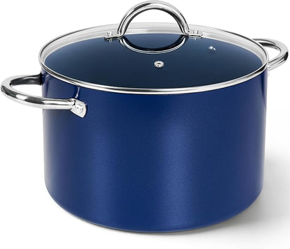 MICHELANGELO 8 Quart Stock Pot with Lid, Non Toxic Cooking Pot, Ceramic Soup Pots with Lid, Non Stick Pot with Stainless Steel Handle, Induction Compatible by Michelangelo
