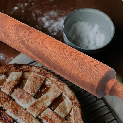 Classic Sapele Wooden Rolling Pin With Handles,Wood Baking Roller （17''L x 1.77"W) - Image 4