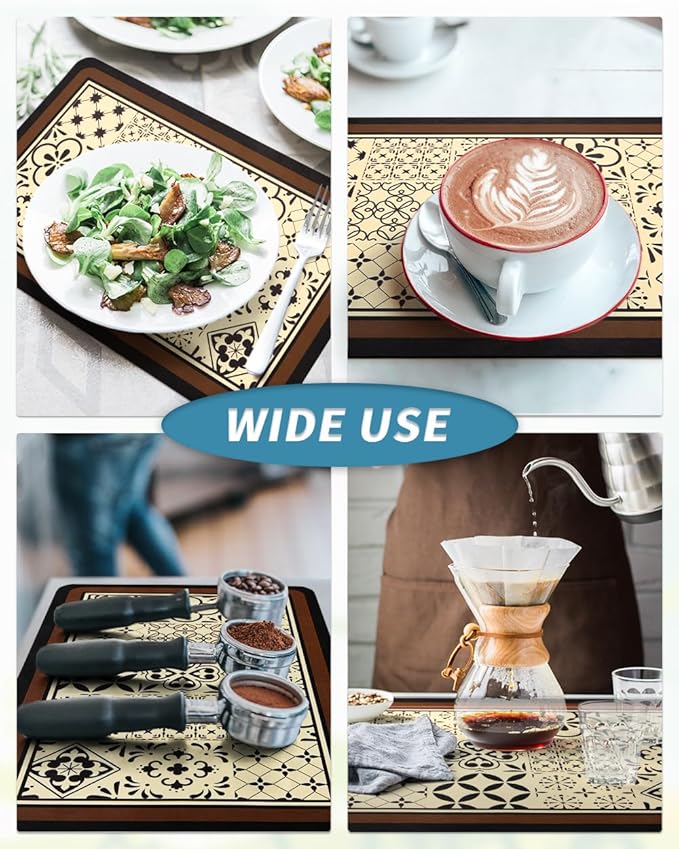 AMOAMI Coffee Mat Hide Stain Rubber Backed Absorbent Dish Drying Mat for Kitchen Counter - Fits Under Coffee Maker - KHAKI 16X24 - Image 6