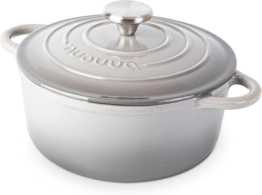 Cast Iron Dutch Oven with Lid – Non-Stick Ovenproof Enamelled Casserole Pot – Sturdy Dutch Oven Cookware – Grey, 3.1-Quart, 22cm – by Nuovva by Nuovva