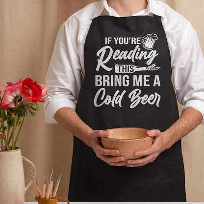 SANDJEST Funny Mens Aprons with Pockets for BBQ Grilling Cooking Grandpa Husband Apron for Birthday Christmas Father's Day