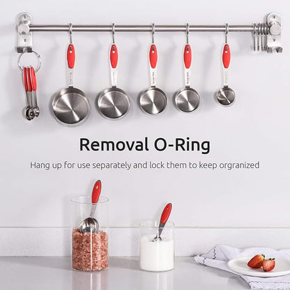 Measuring Cups : U-Taste 18/8 Stainless Steel Measuring Cups and Spoons Set of 10 Piece, Upgraded Thickness Handle(Red) - Image 7