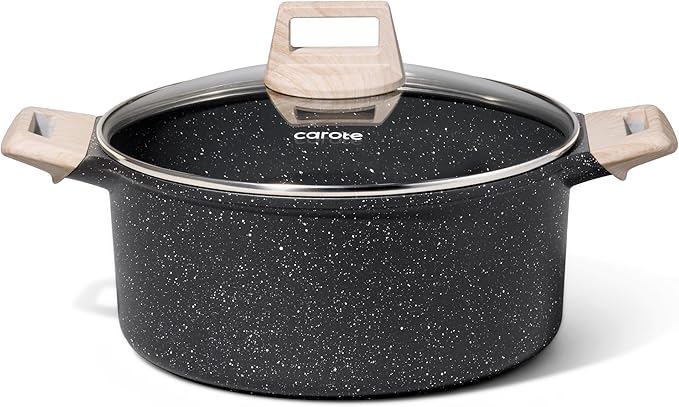 CAROTE Nonstick Stock Pot with Lid Soup Pot, 6 Quart Casserole with Lid, Easy to Clean Non Stick Cooking Pot,Pasta Pot by CAROTE