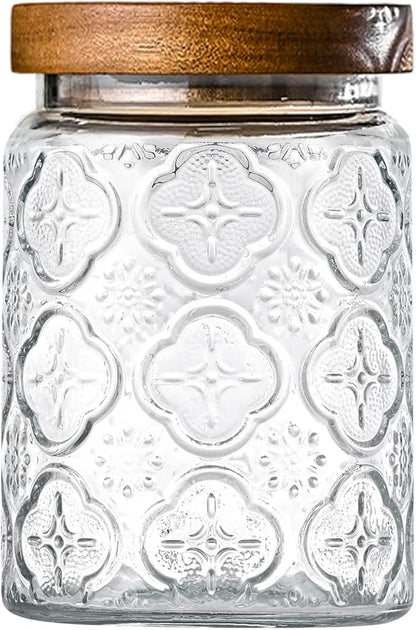 Adodeen 24oz Vintage Glass Jar With Lid, Glass Storage Containers, Airtight Kitchen Storage Containers For Sugar, Coffee, Tea, Spice, Flour, Candy Cookie, Pasta, Cereal, Cute Decorative Jars by Unknown