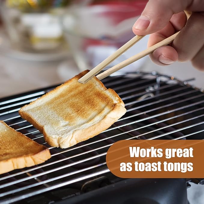 150 Pieces Mini Bamboo Disposable Tongs 4 Inch Bamboo Toast Tong Wooden Cooking Utensils Natural Green for Catering Buffet Home Use Tea Supplies - Image 5