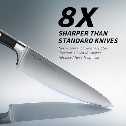 KnifeSaga Premium Knife Set 15 Pcs Quality Kitchen Knife Set with Block, Japanese High Carbon Stainless Steel Razor Sharp Knife Block Set, Acacia Wood Block Knife Set with Ergonomic Full-tang Handle - Image 2