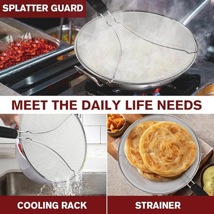 Splatter Screen for Cooking, Perforated Stainless Steel,13 Inch Stainless Steel Grease Splatter Guard, Comfortable Grip, Shield from Splashing Oil - Image 6