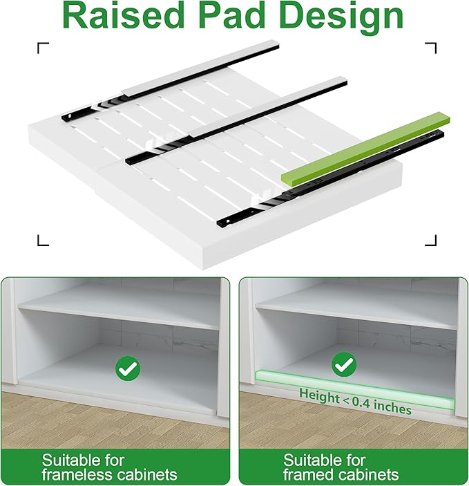 PAKETA 4 Pack Expandable Pull Out Cabinet Organizer, 21'' Deep Pull Out Drawers for Cabinet, Upgrade 3 Slide Rails Sliding Drawers for Cabinets with Adhesive Nano Film (White, 21"D X 15-26"W) - Image 5