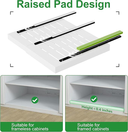 PAKETA 4 Pack Expandable Pull Out Cabinet Organizer, 21'' Deep Pull Out Drawers for Cabinet, Upgrade 3 Slide Rails Sliding Drawers for Cabinets with Adhesive Nano Film (White, 21"D X 15-26"W) - Image 5