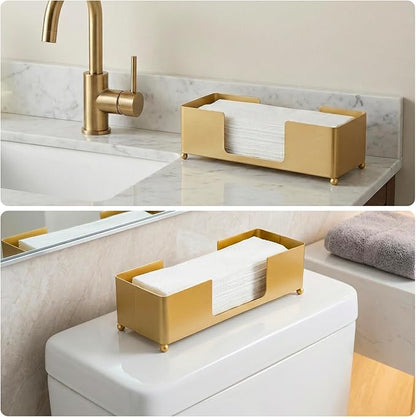 MyGift Gold Paper Towel Holder, Toilet Paper Towel Dispenser for Bathroom, C fold Paper Towel Holder Countertop for Commercial & Home Use, Modern Brass Finish Metal