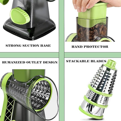 Cheese Grater with Handle, Multifunctional Manual Rotary Cheese Grater - Cheese Shredder Easily Chop Carrots, Potatoes, Vegetables and Fruits and Easy to Clean - Image 5