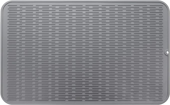 MicoYang Silicone Dish Drying Mat for Multiple Usage,Easy clean,Eco-friendly,Heat-resistant Silicone Mat for Kitchen Counter or Sink,Refrigerator or Drawer Liner Grey 3XL 28 inches x 18 inches by MicoYang