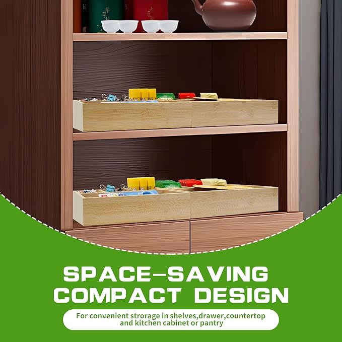 4 Pack Bamboo Tea Bag Organizer, Tea Bag Storage for Drawers, Sturdy Tea Chest Boxes for Shelf, Coffee Station, Sugar Packet, Sweeteners, Small Packets