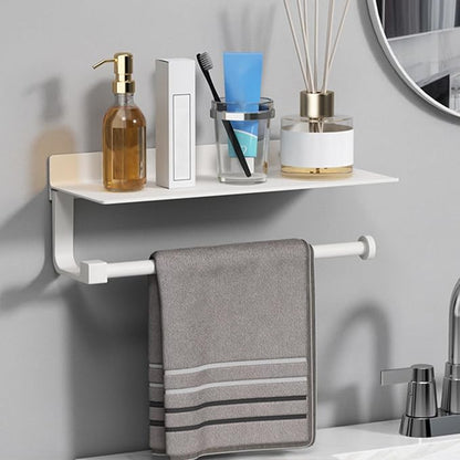 Danpoo White Paper Towel Holder with Shelf Wall Mount, Adhesive Hand Towel Holder for Bathroom, Kitchen Towel Holder - Image 3