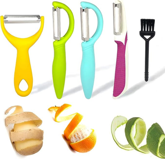 5PCS Stainless Steel Peeler Vegetable, Apple Peelers for kitchen, Fruit, Carrot, Veggie, Potatoes Peeler, Y-Shaped and I-Shaped Stainless Steel Peelers for Orange Potato Apple Carrot Fruit