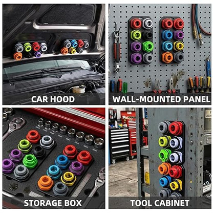 STONESTAR Engine Oil Funnel Kit, 18-Piece No Spill Oil Funnel Set with 12 Adapters, 1.59QT, Hands-Free, Magnetic Storage, for Oil Change, Fits GM Ford BMW Audi Toyota Honda