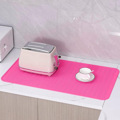 MicoYang Silicone Dish Drying Mat for Multiple Usage,Easy clean,Eco-friendly,Heat-resistant Silicone Mat for Kitchen Counter or Sink,Refrigerator or Drawer Liner Rose 4XL 32 inches x 18 inches - Image 8