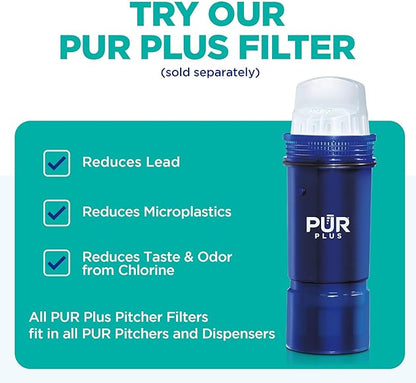 PUR 7-Cup Water Pitcher, 1 Genuine Filter, Cleaner, Great-tasting Water, Dishwasher Safe, Powerful, Faster Filtration, LockFit Cap Design - Blush