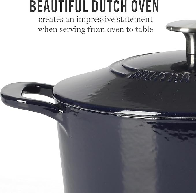 Martha Stewart Gatwick 4 Quart Enamel Cast Iron Dutch Oven - Navy Blue - Image 3