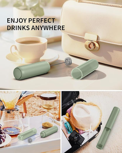CIRCLE JOY Rechargeable Milk Frother Hanheld, Dual Ring Electric Coffee Frother, Portable Hand Frother Wand Drink Mixer for Matcha Lattes Cappuccino, Kitchen Gifts, Green - Image 6