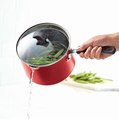 Farberware Cookstart DiamondMax Nonstick Cookware/Pots and Pans Set, Dishwasher Safe, Includes Baking Pan and Cooking Tools, 15 Piece - Red - Image 9