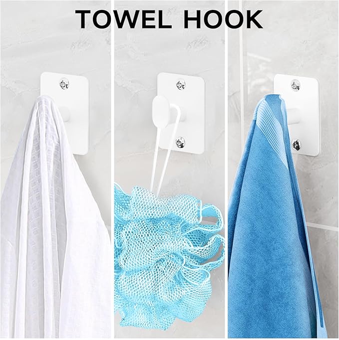 KLJKPA Bathroom Accessories Set, 4 Pieces White Bathroom Hardware Set, 24 inch Towel Bar, Towel Racks for Bathroom, Robe Towel Hooks, Toilet Paper Holder Wall Mounted - Image 5