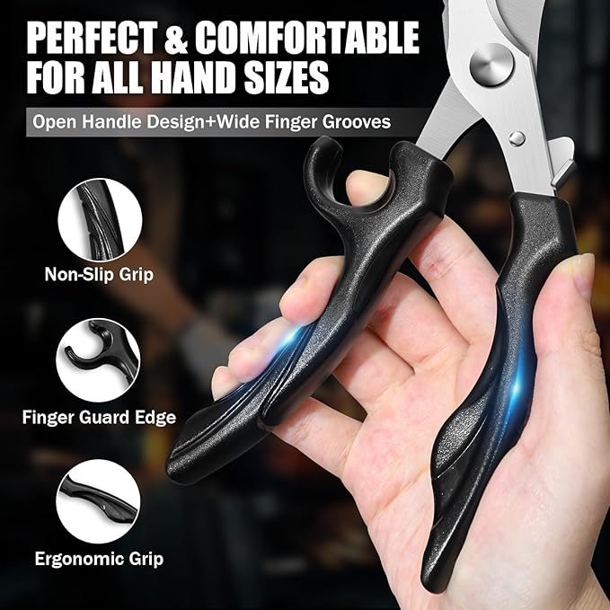 PURPLEBIRD Kitchen Scissors All Purpose - Stainless Poultry Shears Dishwasher Safe, Heavy Duty Kitchen Shears for Food, Cooking Scissor for Chicken, Fish, Turkey, Vegetable