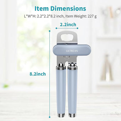 Ultrean Manual Can Opener Bottle Opener, Heavy Duty Stainless Steel Smooth Edge Manual Hand Held Can Opener With Soft Touch Handle, Rust Proof Oversized Handheld Easy Turn Knob (Blue) - Image 7