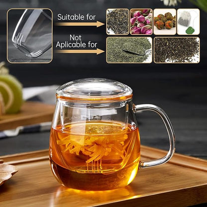 DOPUDO Glass Teacups 24 Pack Glass Tea Cup with Infuser and Lid, 17.6oz/520ml Large Borosilicate Teacup,Tea Clear Mug Cup for Loose Leaf Blooming Tea, Microwave & Dishwasher Safe. - Image 6