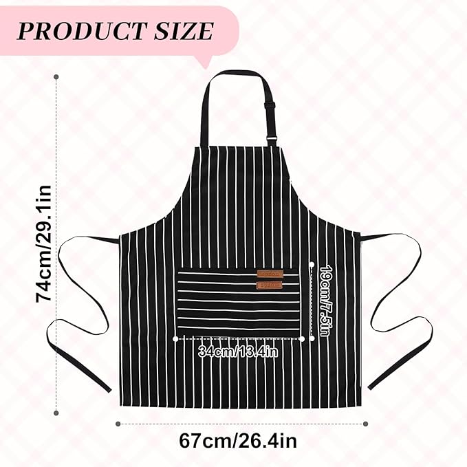 2Pack Adjustable Kitchen Apron for Women Men with 2 Pockets，Cotton-Polyester Blend Bib Aprons for Cooking,Baking - Image 3