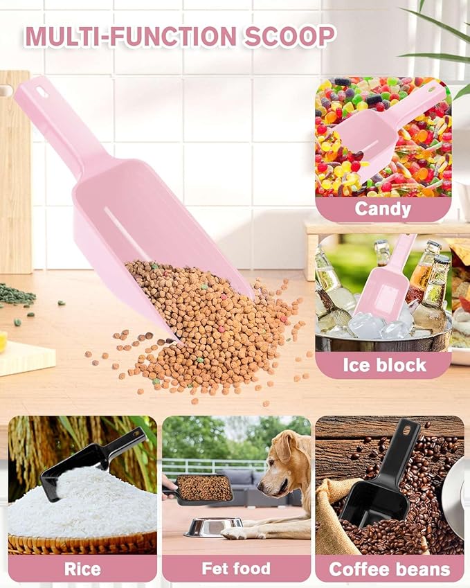 2 Cup Dog Food Scoop(2 Pack), Plastic Pet Food Scoop with Measuring Lines for Accurate Pet Food Portions,Dishwasher Safe (Black and Pink) - Image 4