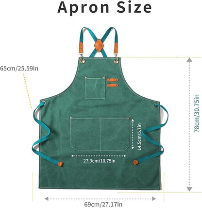 Tosewever Canvas Cross Back Chef Cotton Aprons for Men Women with Large Pockets - Image 5