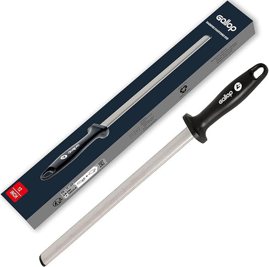 Diamond Honing Steel -12 In Knife Sharpener Rod,For Sharpening Kitchen Knife, Cooking Knives, Butcher's Knives, Home Gourmet Blades, Garden Tools Sharpening Stick
