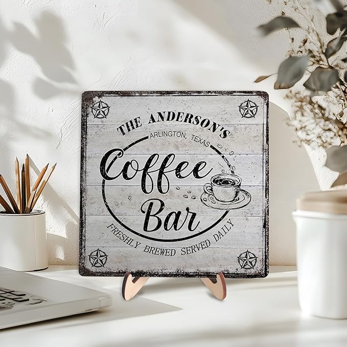 Vintage Coffee Bar Decor Sign,Rustic Wooden Plaque for Java Station, Kitchen,Cafe or Tea Corner, Funny Jave Gift for Coffee Lovers 5.9x5.9inches - Image 3