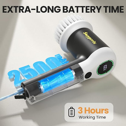 Electric Bathroom Cleaning Brush, Cordless Spin Scrubber Full Body Waterproof IPX7 with 6 Replaceable Brush Heads for Bathtub/Kitchen/Window/Home Cleaning -SD-CTB02 - Image 5