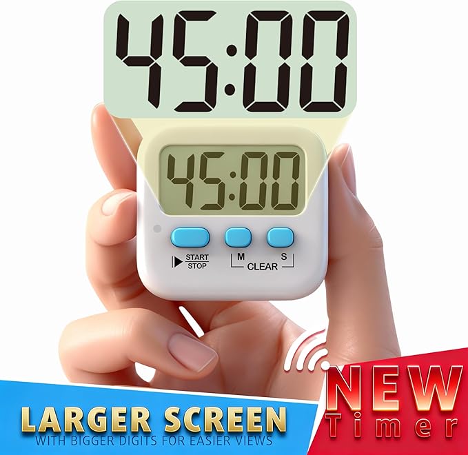 Antonki 2 Pack Digital Timer for Kids, Magnetic Countdown Kitchen Timers for Cooking, Egg, Classroom, Teacher, Exercise, Study, Oven - Battery Included - Image 4