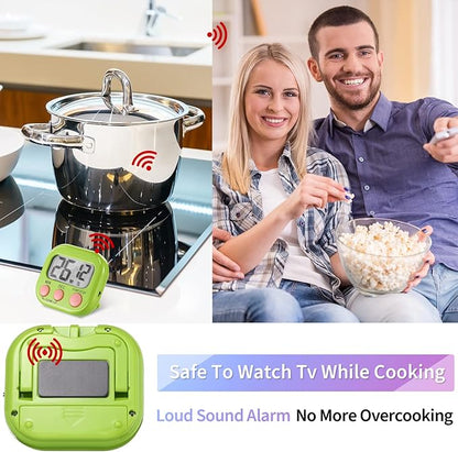 Macarrie 48 Pcs Digital Kitchen Timer Bulk Small Magnetic Backing Stand Timer Clock Loud Alarm LCD Display Electronic Minute Second Count up Countdown Alarm for Teacher Classroom Cooking Baking