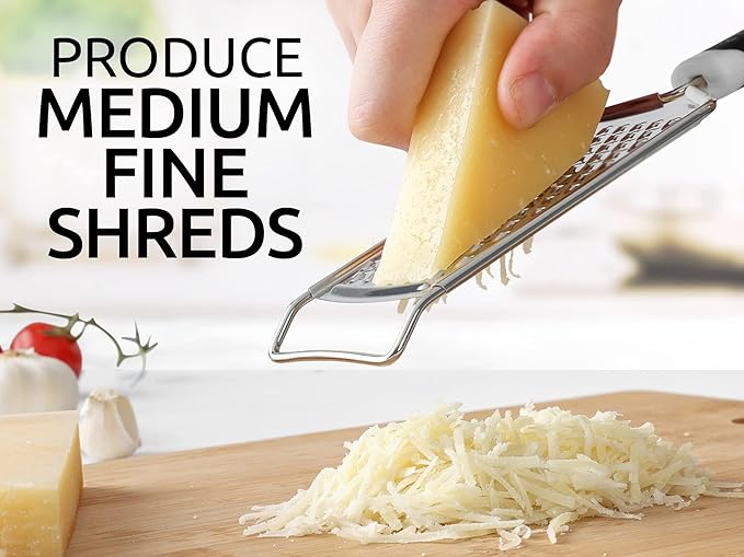 Zulay Kitchen Professional Cheese Grater Stainless Steel - Durable Rust-Proof Metal Lemon Zester Grater With Handle - Flat Handheld Grater For Cheese, Chocolate, Spices, And More - Black - Image 7