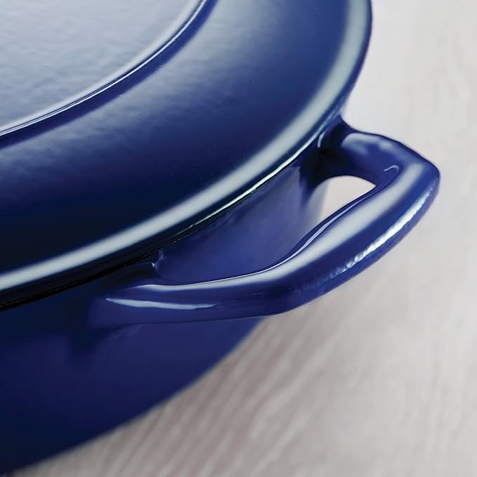 Tramontina Bestow Enameled Cast Iron Oval Dutch Oven Pot with Lid, Large 7-quart, Blue - Image 6