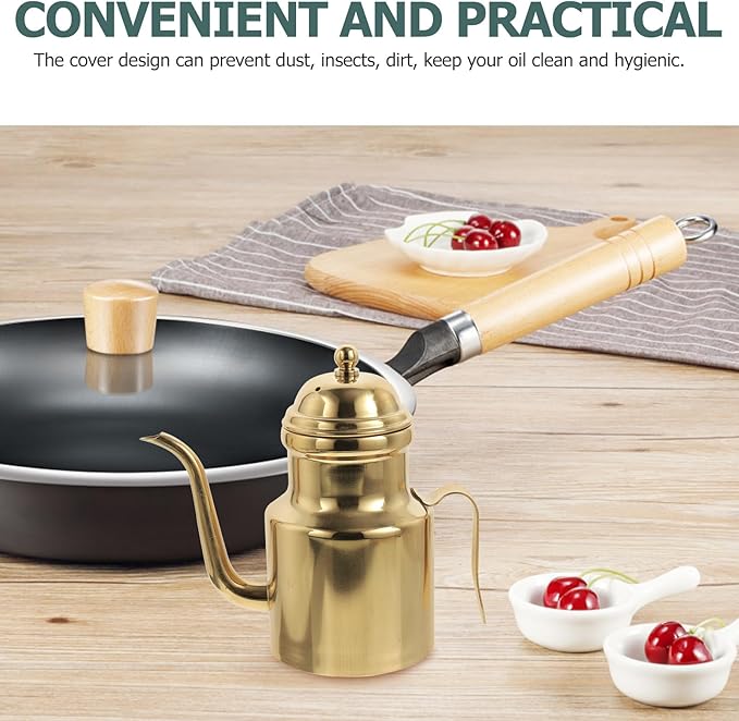 Cabilock Oil Dispenser Vinegar Dispenser Bottle Stainless Steel Oil Can Container with Handle for Kitchen Restaurant Cooking BBQ Golden - Image 7
