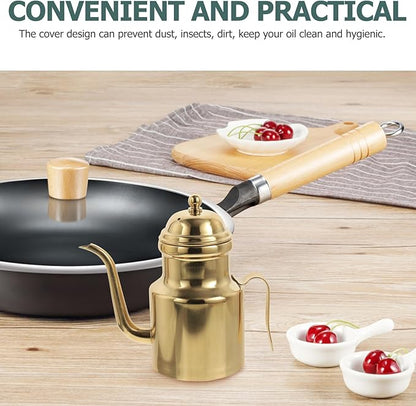 Cabilock Oil Dispenser Vinegar Dispenser Bottle Stainless Steel Oil Can Container with Handle for Kitchen Restaurant Cooking BBQ Golden - Image 7